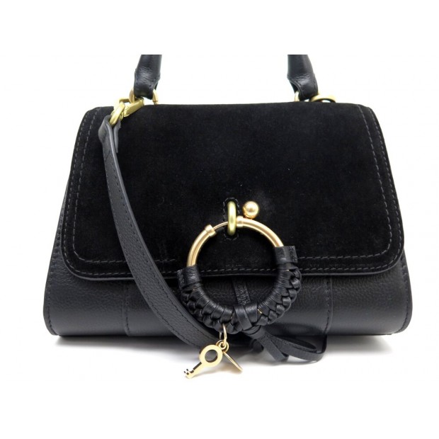 SAC A MAIN SEE BY CHLOE JOAN BANDOULIERE CUIR ET DAIM NOIR LEATHER HANDBAG 565€