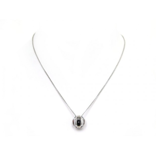 COLLIER DINH VAN SPHERE 55 CM PENDENTIF + CHAINE ARGENT MASSIF ET ONYX NECKLACE