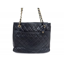 VINTAGE SAC A MAIN CHANEL SHOPPING EN CUIR MATELASSE NOIR HAND BAG PURSE 6000€