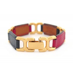 BRACELET HERMES PLACE BEAUVAU TAILLE 19 EN CUIR BICOLORE LEATHER JEWEL