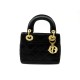 SAC A MAIN CHRISTIAN DIOR MINI LADY LOGO STRASS SATIN NOIR HAND BAG PURSE 4700€