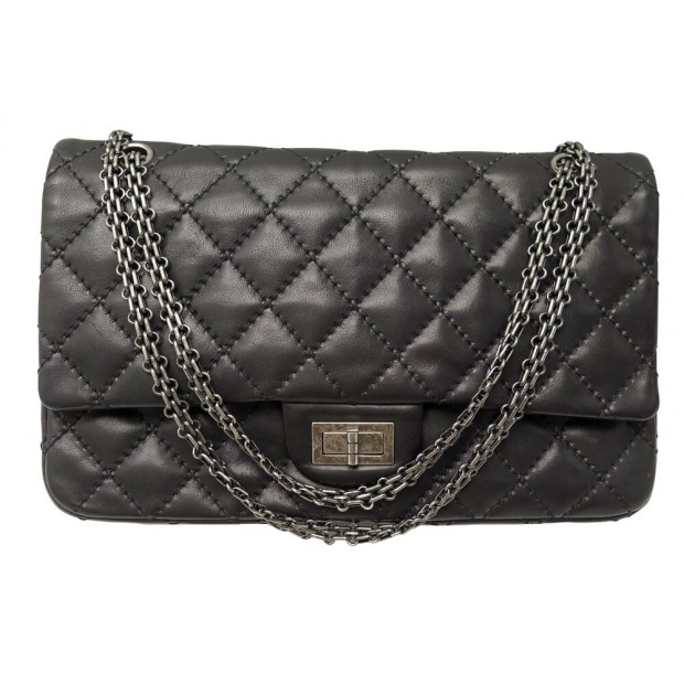 SAC A MAIN CHANEL 2.55 MAXI JUMBO CUIR GRIS BANDOULIERE LEATHER HAND BAG 11700€