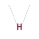 NEUF COLLIER PENDENTIF HERMES POP H LAQUE ROUGE PALLADIE + CHAINE EN ARGENT 450€