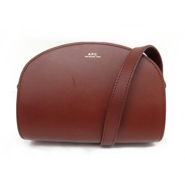 NEUF SAC A MAIN A.P.C DEMI-LUNE CUIR MARRON BANDOULIERE NEW HAND BAG PURSE 470€