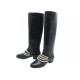 NEUF CHAUSSURES BOTTES CHANEL CAVALIERES PERLES G33933 40.5 EN CUIR BOOTS 2250€