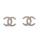 NEUF BOUCLES D'OREILLES CHANEL LOGO CC & STRASS EFFET VIEILLI NEW EARRINGS 650€