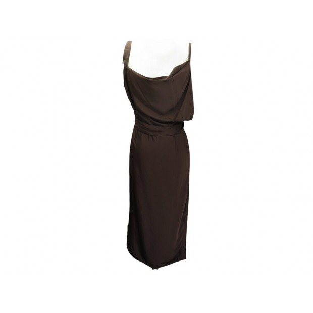 NEUF ROBE JACQUEMUS LA MONTAGNE A BRETELLE S 36 VISCOSE MARRON BROWN DRESS 635€