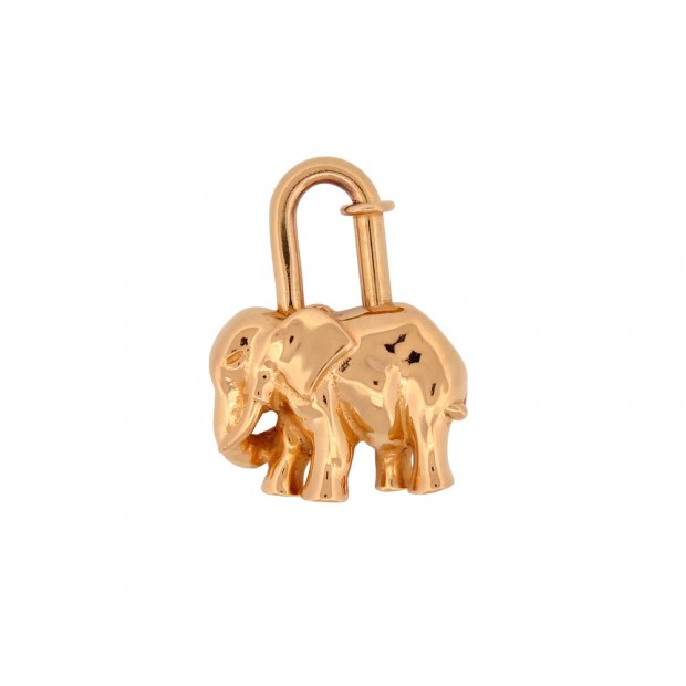 RARE CADENAS HERMES CHARM ELEPHANT METAL DORE PENDENTIF PORTE CLE GOLDEN PADLOCK