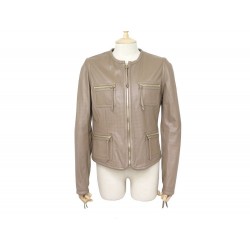 VESTE BARBARA BUI 42 L BLOUSON EN CUIR AGNEAU PERFORE BRUN LEATHER JACKET 1400€