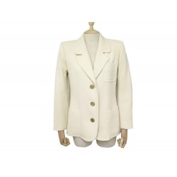 VINTAGE VESTE YVES SAINT LAURENT XS 34 EN LAINE ECRU BOUTONS YSL JACKET 2000€