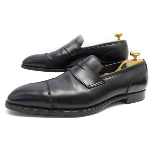 CHAUSSURES CROCKETT & JONES MOCASSINS SCOTNEY 9E 43 CUIR NOIR LOAFERS SHOES 835€