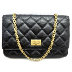 NEUF SAC A MAIN CHANEL WALLET ON CHAIN 2.55 EN CUIR EFFET VIEILLI HAND BAG 3800€