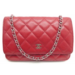 SAC A MAIN CHANEL O-MINI WALLET ON CHAIN CUIR MATELASSE ROUGE WOC HAND BAG 4100€