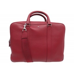 NEUF SACOCHE MONTBLANC PORTE DOCUMENTS CUIR SOFT GRAIN ROUGE BRIEFCASE BAG 1585€