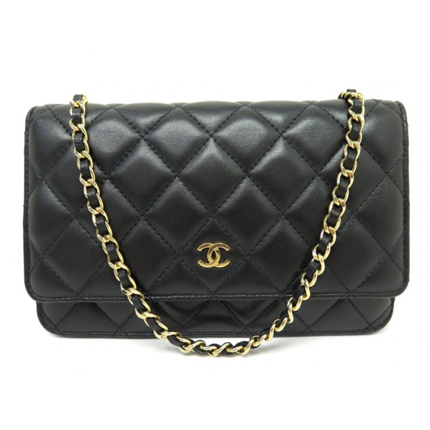 SAC A MAIN CHANEL O-MINI WALLET ON CHAIN CUIR MATELASSE NOIR WOC HAND BAG 4100€