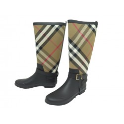 NEUF CHAUSSURES BURBERRY BOTTES DE PLUIE SIMEON CHECK 4038351 41 SHOE BOOTS 520€