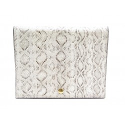 NEUF SAC A MAIN CELINE POCHETTE EN CUIR PYTHON ECRU CLUTCH HAND BAG PURSE 1500€