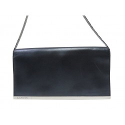 SAC A MAIN LANVIN POCHETTE EN CUIR ANTHRACITE HAND BAG PURSE POUCH 1200€