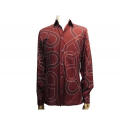 NEUF CHEMISE HERMES CHAINE D'ANCRE 15.5 39 M EN COTON BORDEAUX NEW SHIRT 780€