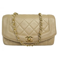 VINTAGE SAC A MAIN CHANEL DIANA CUIR MATELASSE BEIGE BANDOULIERE HAND BAG 8000€