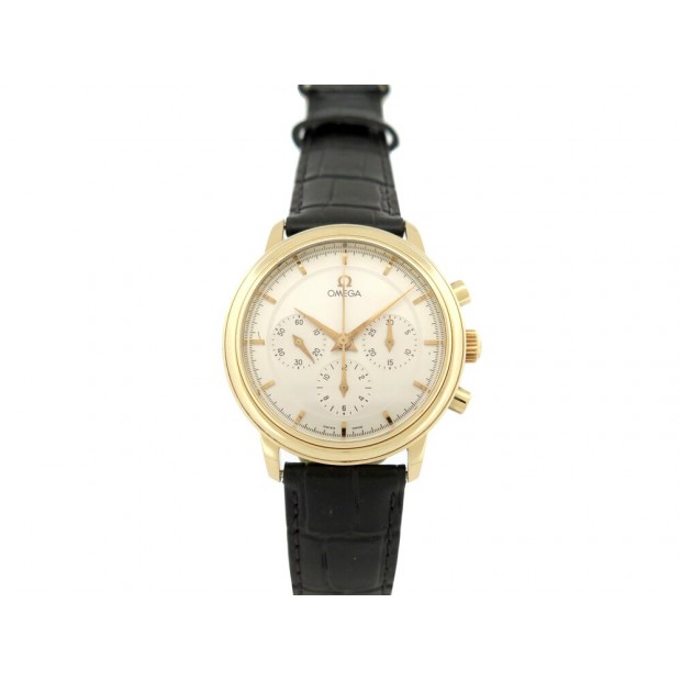 MONTRE OMEGA DE VILLE 145.0050 CHRONOGRAPHE MECANIQUE EN OR JAUNE 18K CUIR WATCH