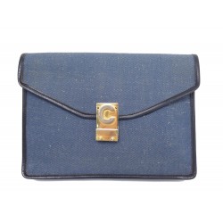 VINTAGE POCHETTE CELINE C CLASSIQUE EN JEAN DENIM BLEU + BOITE POUCH CLUTCH 900€