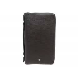 NEUF PORTEFEUILLE DE VOYAGE MONTBLANC MEISTERSTUCK ZIP CUIR GRAINE WALLET 550€