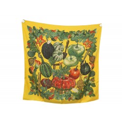 FOULARD HERMES CITROUILLES & COLOQUINTES DAWALT CARRE 90 SOIE JAUNE SCARF 495€