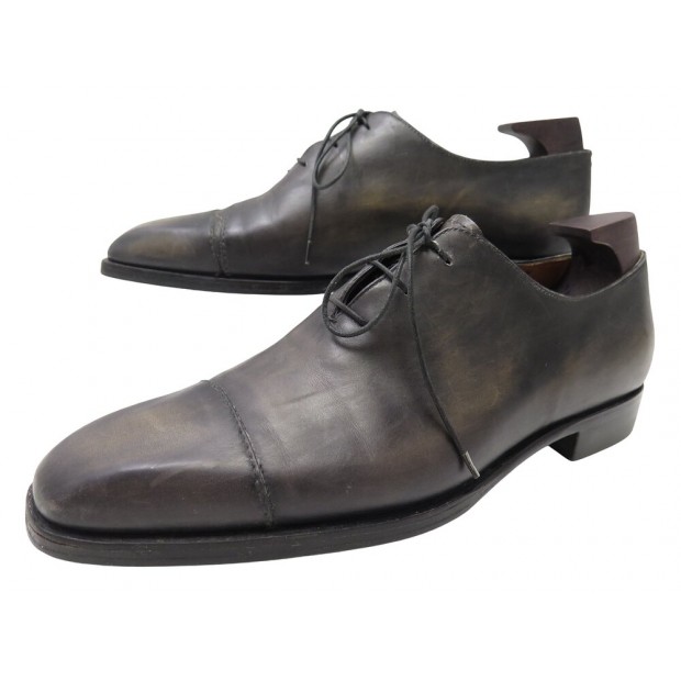 CHAUSSURES BERLUTI RICHELIEU ALESSANDRO EN CUIR GRIS 3559 8.5 42.5 SHOES 2205€