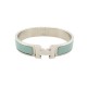 BRACELET HERMES CLIC H EN METAL ARGENTE ET EMAIL BLEU 18 CM STRAP BANGLE 640€