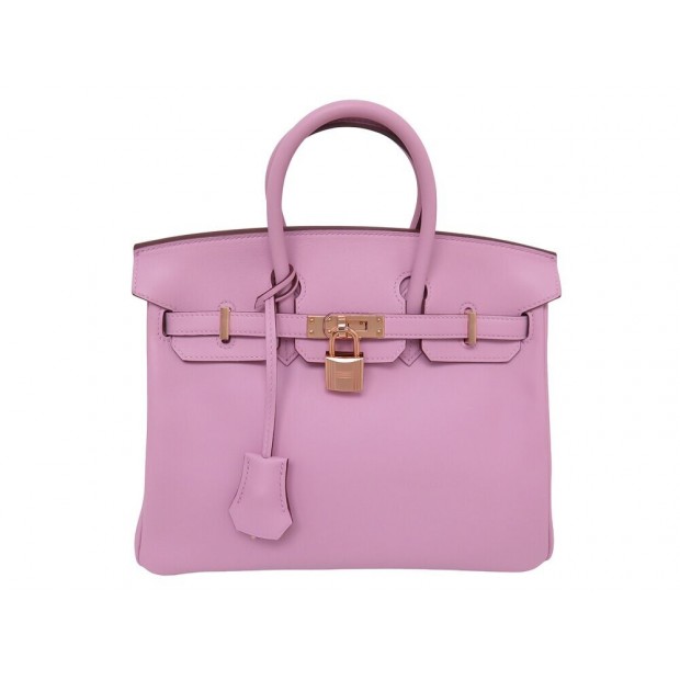 NEUF SAC A MAIN HERMES BIRKIN 25 EN CUIR SWIFT MAUVE SYLVESTRE H049362CD HANDBAG