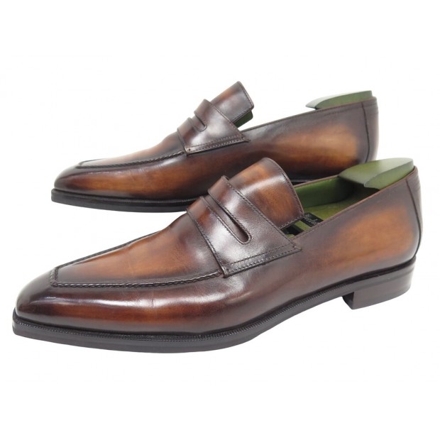 CHAUSSURES BERLUTI MOCASSINS ANDY DEMESURE 9 43 CUIR PATINE + EMBAUCHOIRS 2125€