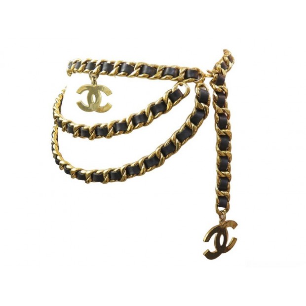 CEINTURE CHANEL CHAINE DORE ENTRELACEE LOGO CC DE CASTELLANE 1989 BELT 1810€