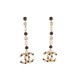 NEUF BOUCLES D'OREILLES CHANEL PENDANTES LOGO GG STRASS PENDANT EARRINGS 1000€