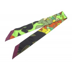 FOULARD HERMES TWILLY GRAPH PAR KONGO SOIE MULTICOLORE + BOITE SILK SCARF 200€