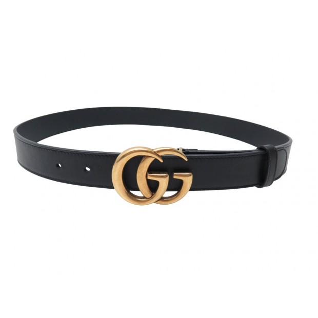 CEINTURE GUCCI GG MARMONT 414516 TAILLE 85 EN CUIR NOIR BLACK LEATHER BELT 350€