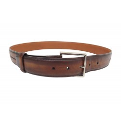 CEINTURE BERLUTI GASPARD EN CUIR MARRON MOTIF CICATRICE T90 + POCHON BELT 580€