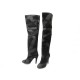 CHAUSSURES CHANEL BOTTES CUISSARDES G33042 40.5 EN CUIR NOIR BOOTS SHOES 1900€