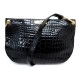 VINTAGE SAC A MAIN CHRISTIAN DIOR CUIR CROCODILE NOIR BANDOULIERE HAND BAG PURSE