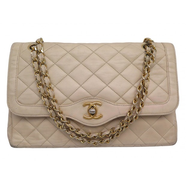 VINTAGE SAC A MAIN CHANEL DIANA CUIR MATELASSE CREME BANDOULIERE HAND BAG 8000€