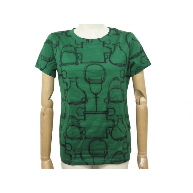 NEUF TSHIRT HERMES MICRO PROJETS CARRES M 40 COTON VERT H0H4604DY4Y40 NEW 520€