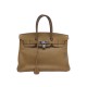 SAC A MAIN HERMES BIRKIN 35 EN CUIR GRAINE MARRON KAKI & ARGENT 2007 HAND BAG