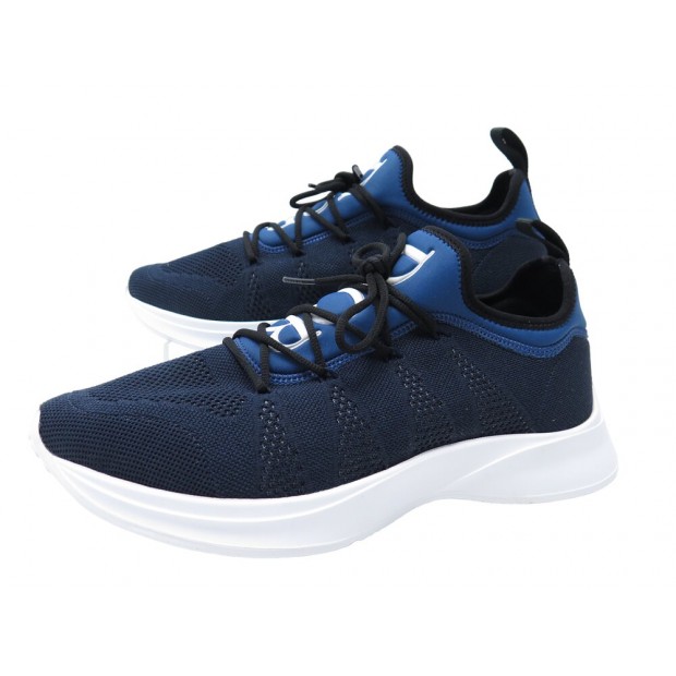 NEUF CHAUSSURES DIOR B25 RUNNER NEOPRENE 3SN275ZJD 43.5 EN TOILE BLEU SHOES 850€