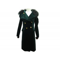 NEUF MANTEAU PIERRE BALMAIN LONG AVEC COL FAUSSE FOURRURE 36 S NEW COAT 2900€