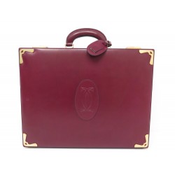 VINTAGE MALETTE MUST DE CARTIER ATTACHE CASE EN CUIR BORDEAUX CARTABLE SUITCASE