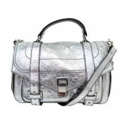 NEUF SAC A MAIN PROENZA SCHOULER PS1 CUIR ARGENTE BANDOULIERE NEW HAND BAG 1990€