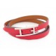 NEUF BRACELET HERMES BEHAPI TRIPLE TOUR 20-22 CUIR SWIFT ROSE STRAP BANGLE 360€