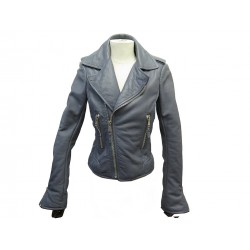 BLOUSON BALENCIAGA PERFECTO 256302 VESTE 38 40 M CUIR GRIS LEATHER JACKET 3700€