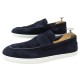 NEUF CHAUSSURES HERMES DUKE MOCASSINS H242935ZA 41 DAIM BLEU MARINE LOAFERS 695€