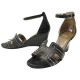 CHAUSSURES HERMES LEGEND EN CUIR CLOUTE NOIR 39 SANDALES COMPENSEES SHOES 890€